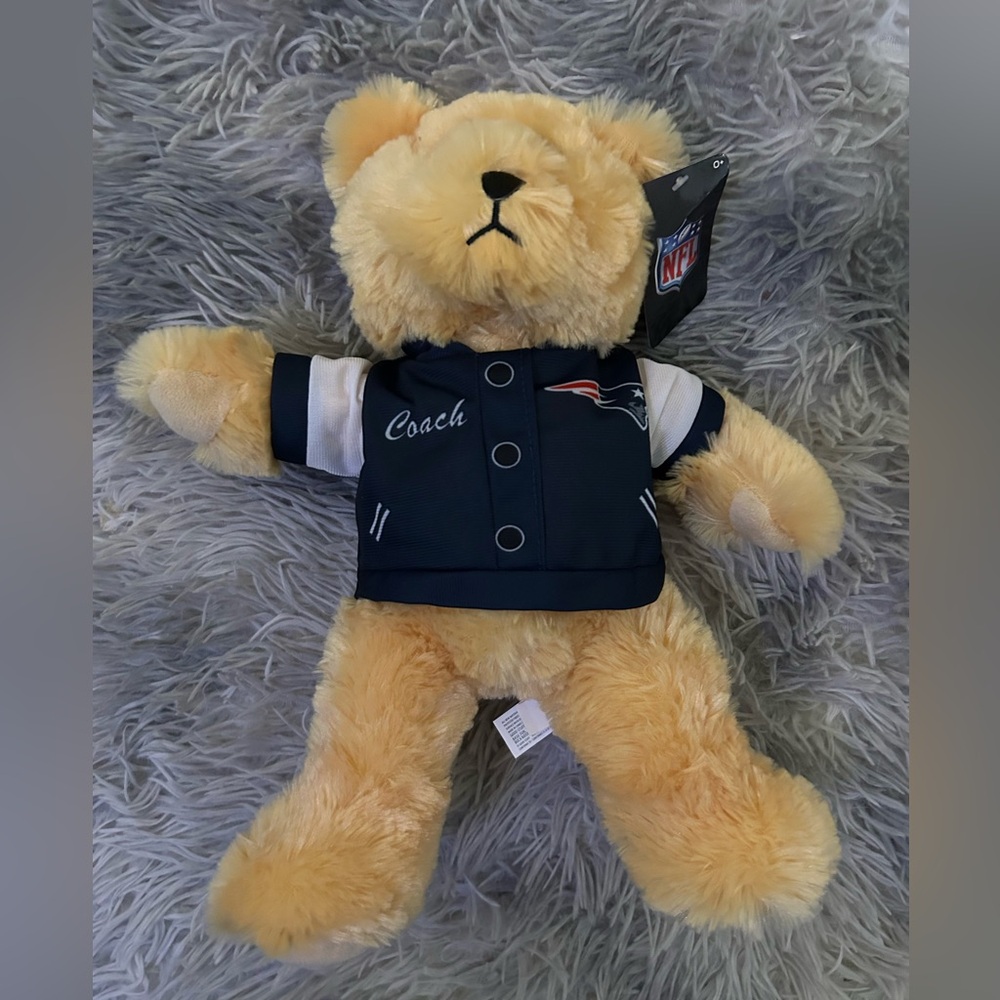 NFL New England Patriots Coach Teddy Bear with Navy Jacket. New with tag.